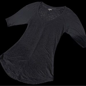 Express XS sheer 3/4 sleeve knit top (black)